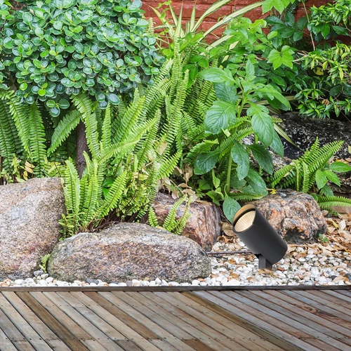 Lucide MANAL - Gartenstrahler - LED - 1x13W 3000K - IP65 - Anthrazit - Atmosphäre 1